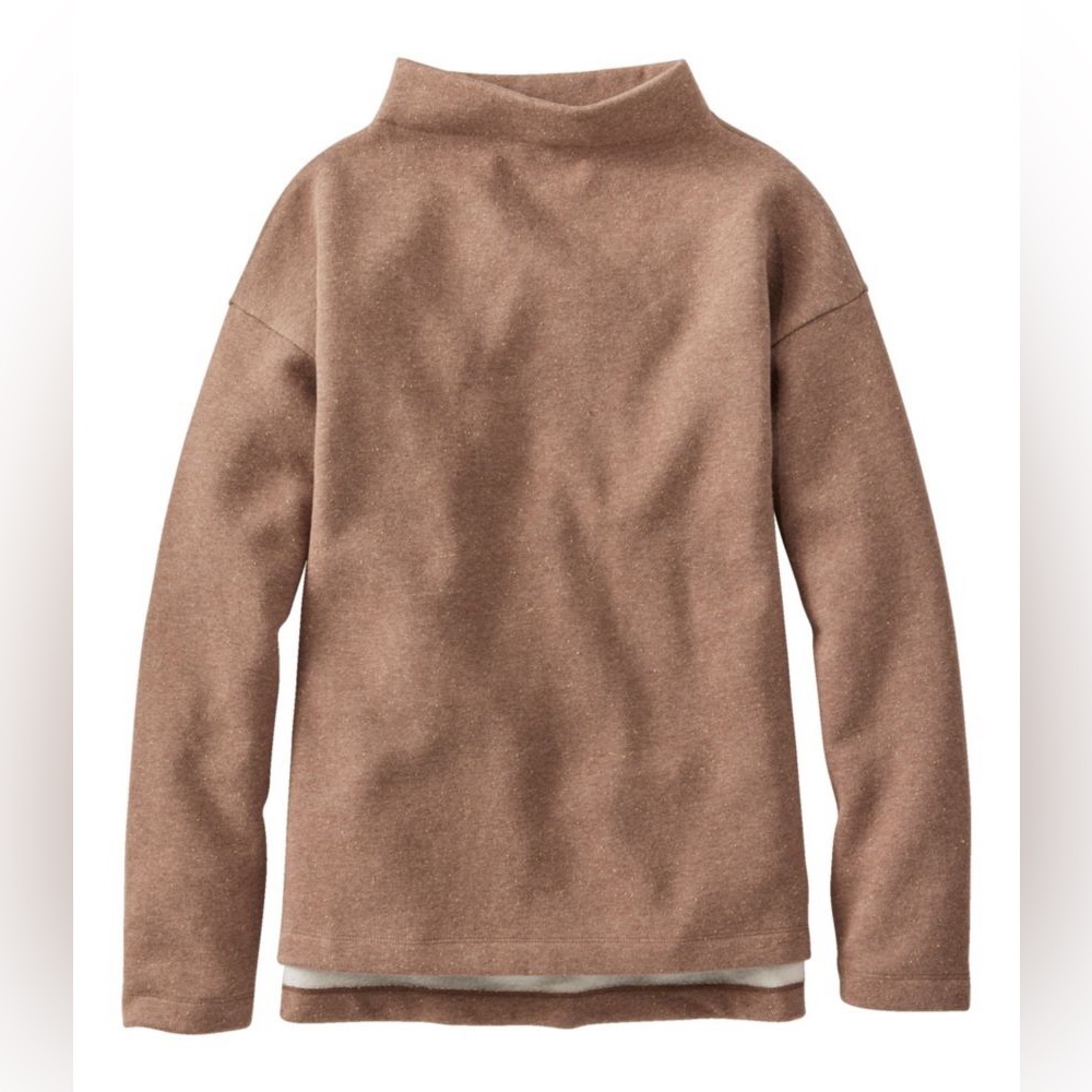 Women's Double L Soft Donegal Sweatshirt, Funnelneck, Brown